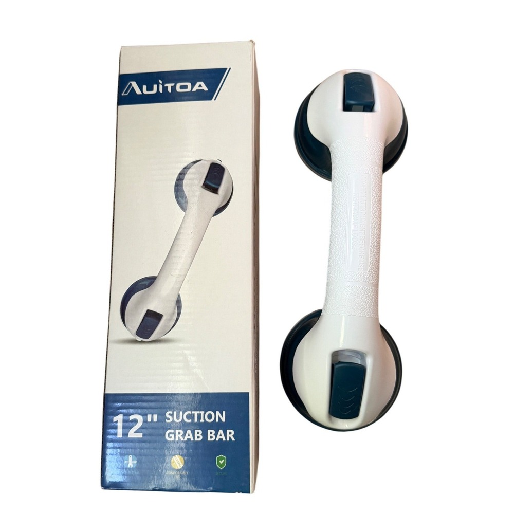 Auitoa Suction Grab Bar Unisex 12in White Plastic Portable Shower Safety Handle
